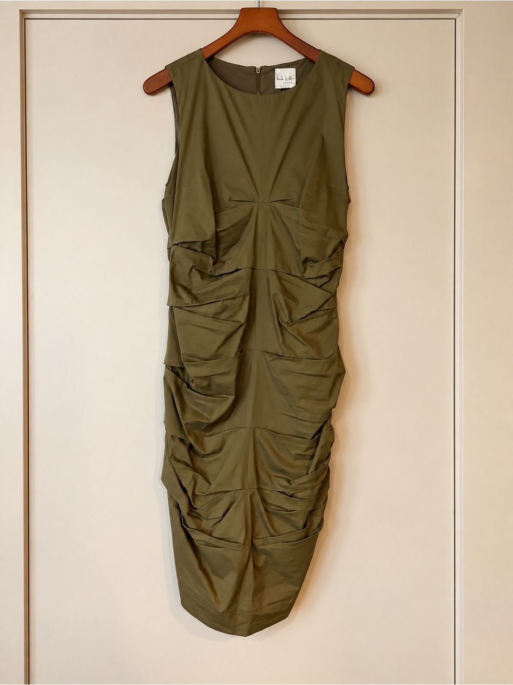 Nicole Miller Studio Olive Ruched Dress – Size 10